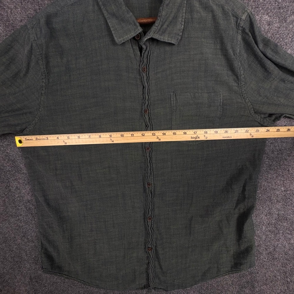 Carbon2Cobalt Mens Large Green Slub Cotton Long Sleeve Button Down Shirt - Picture 4 of 7